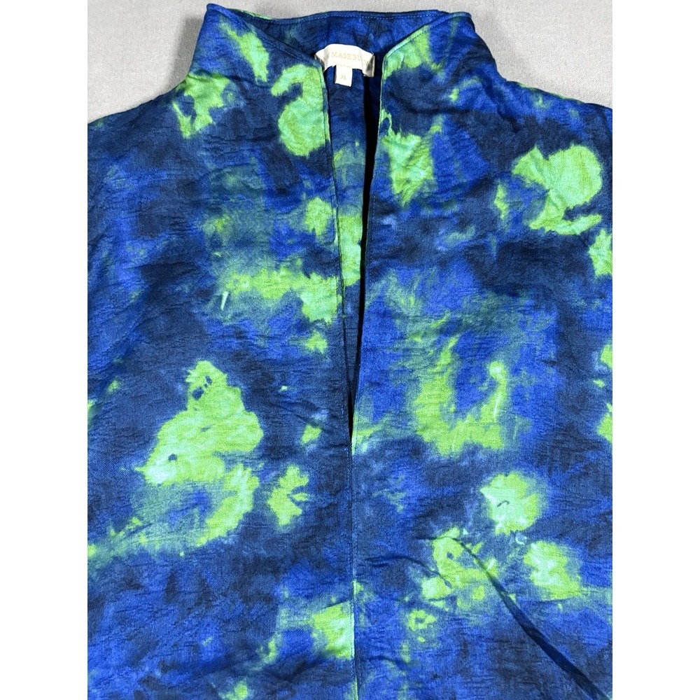 Ann Mashburn Tie Dye Split V-Neck Short Sleeve Top Size xl Cotton Boho Luxury - Picture 3 of 7